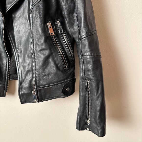 ZARA trf Outerwear Genuine Leather Moto Jacket Size M - Picture 4 of 4